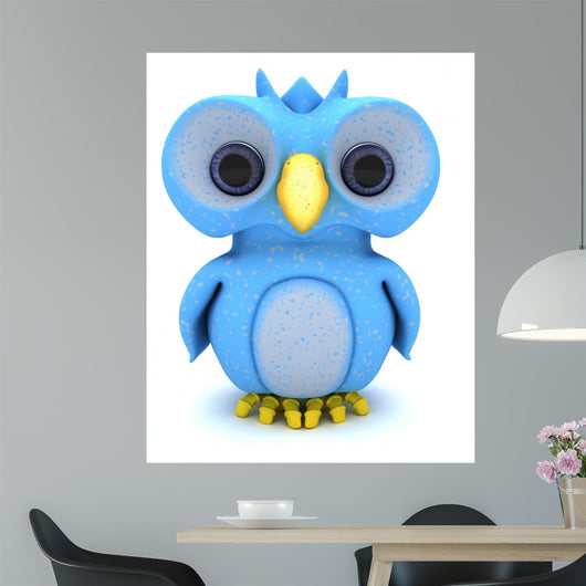 Cute Blue Bird Character Wall Decal