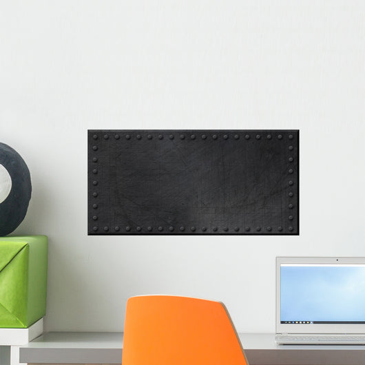 Rectangle Scratched Metal With Rivets Wall Decal