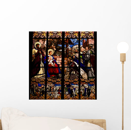 Nativity Scene Stained Glass Window Wall Decal