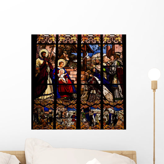 Nativity Scene Stained Glass Window Wall Decal