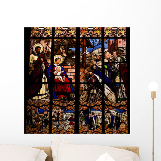 Nativity Scene Stained Glass Window Wall Decal