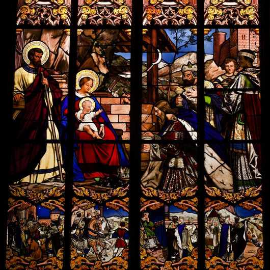 Nativity Scene Stained Glass Window Wall Decal