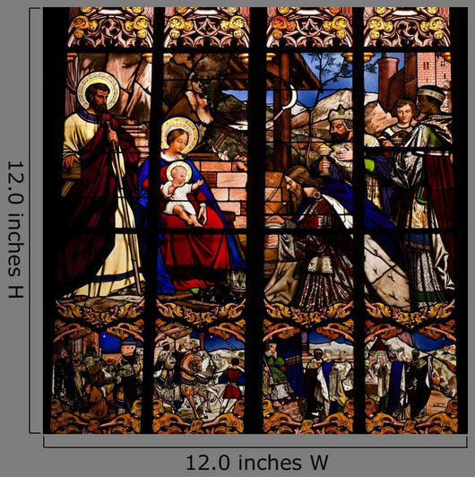 Nativity Scene Stained Glass Window Wall Decal