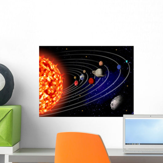 Solar System Side View Illustration Wall Decal