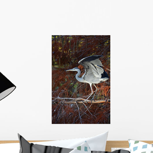 Portrait Blue Heron Flapping Wall Decal