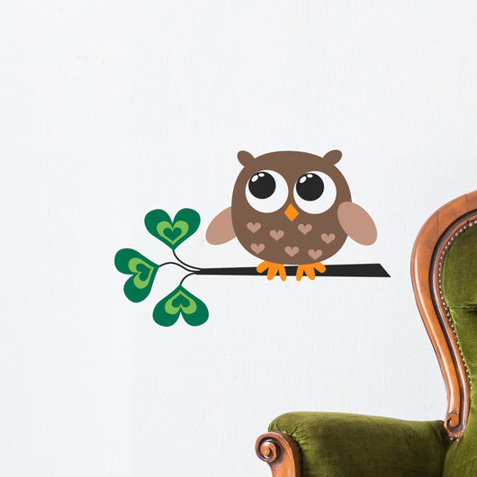 Cute Little Brown Owl Wall Decal