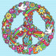 Psychedelic Peace Sign on Blue Line Background Wall Decal