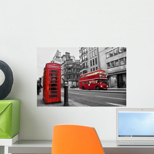 Phone Box And Red Wall Decal