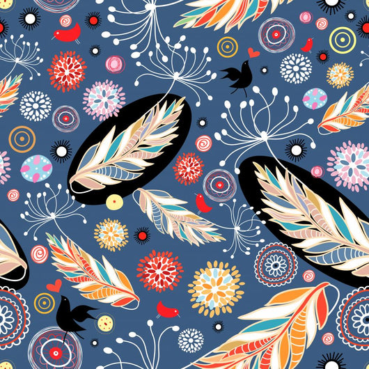 Floral Design With Birds Wall Decal