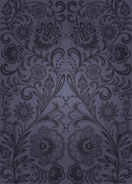 Seamless Purple Floral Pattern Wall Decal