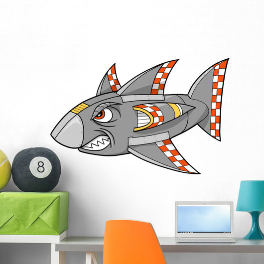 Robot Cyborg Shark Vector Wall Decal