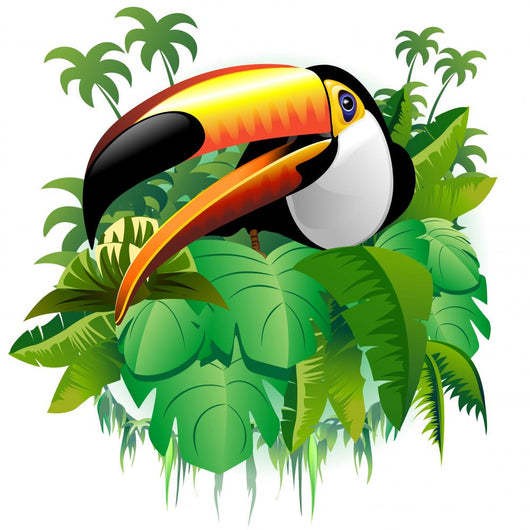 Toucan Toucan Tropical Vegetation-on-Vector Tropical Plants Wall Decal