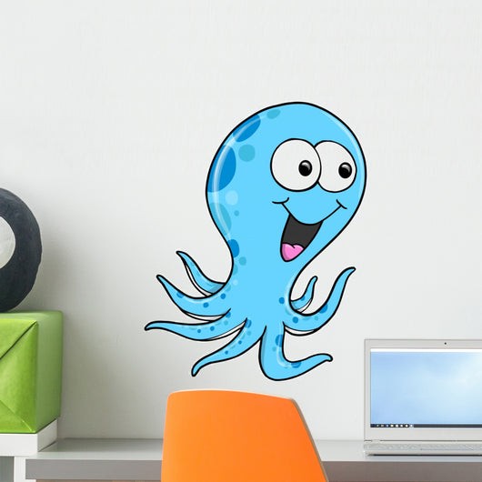 Silly Blue Octopus Vector Wall Decal
