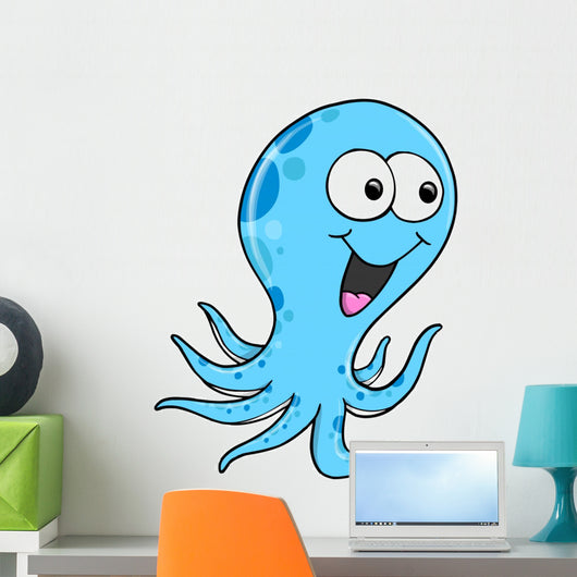 Silly Blue Octopus Vector Wall Decal