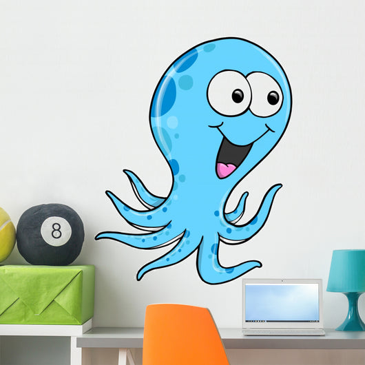 Silly Blue Octopus Vector Wall Decal