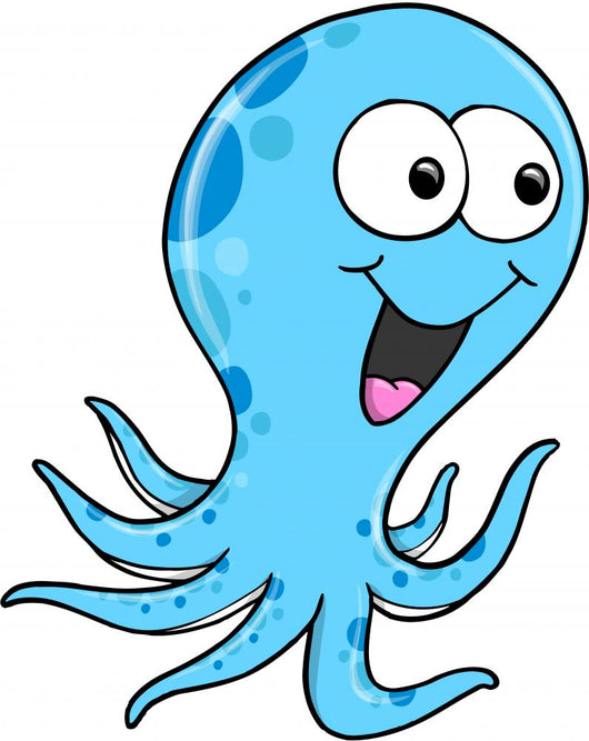 Silly Blue Octopus Vector Wall Decal