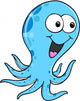 Silly Blue Octopus Vector Wall Decal