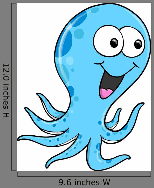 Silly Blue Octopus Vector Wall Decal
