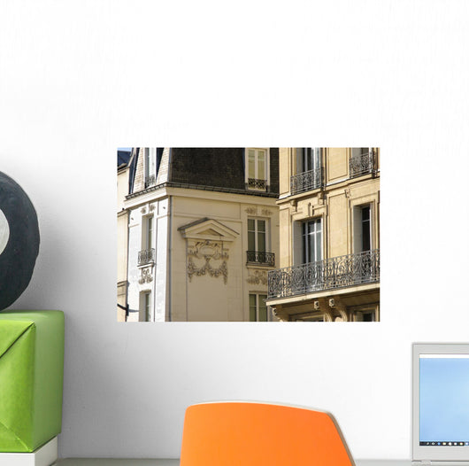 White Stone Facade With Balconies Wall Decal