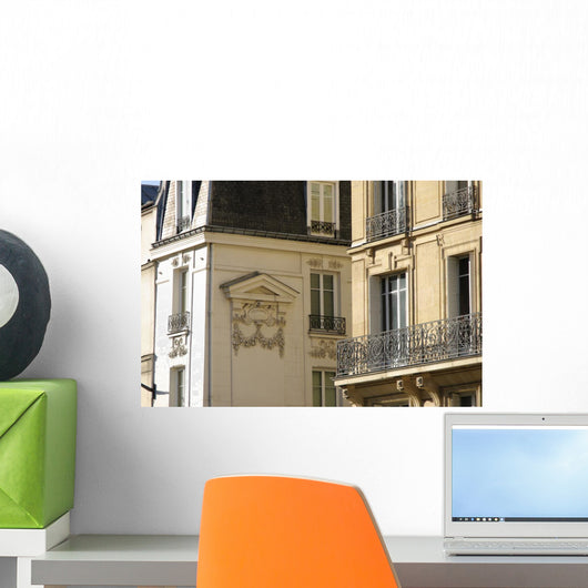 White Stone Facade With Balconies Wall Decal