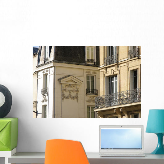 White Stone Facade With Balconies Wall Decal