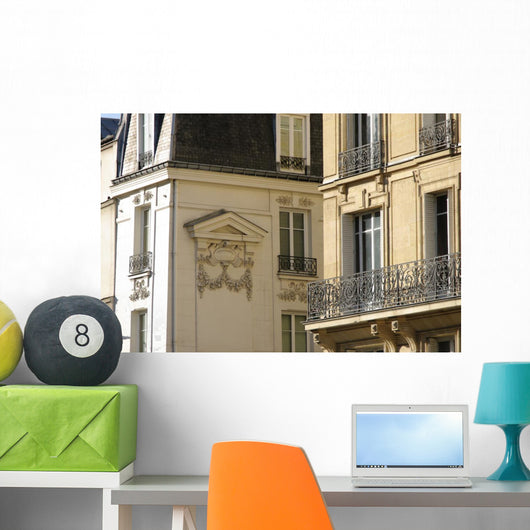 White Stone Facade With Balconies Wall Decal