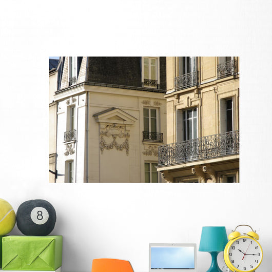 White Stone Facade With Balconies Wall Decal