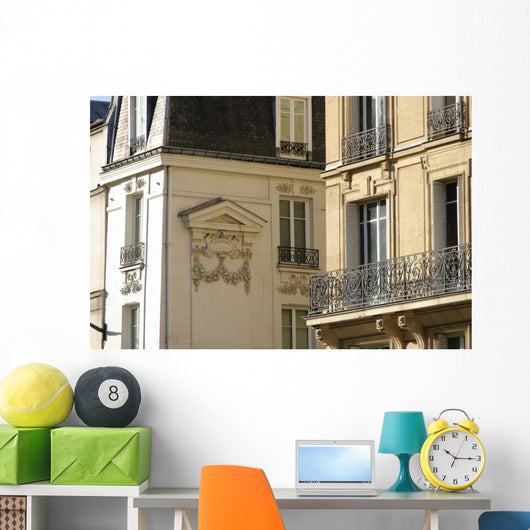 White Stone Facade With Balconies Wall Decal