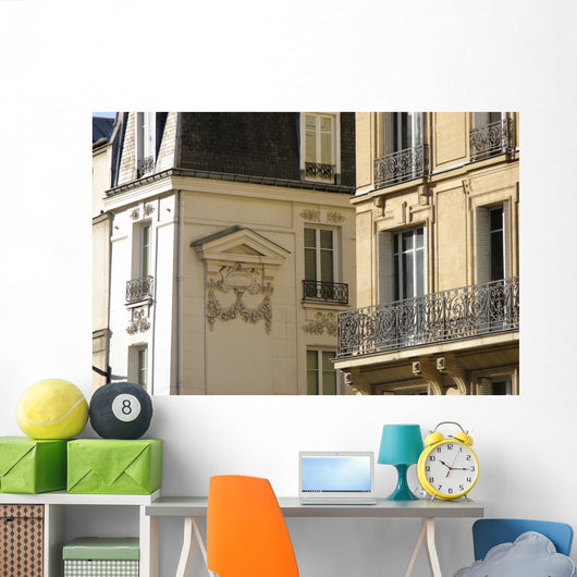 White Stone Facade With Balconies Wall Decal