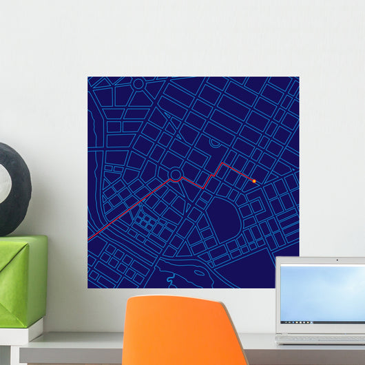 Digital Map Tracking With Red Line Wall Decal