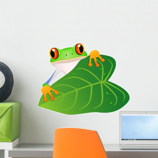 Tree Frog on a Leaf Cartoon Wall Decal