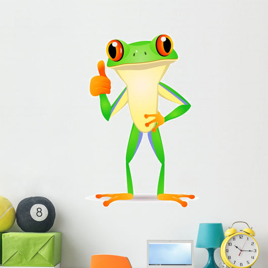 Thumbs-Up Tree Frog Cartoon Wall Decal