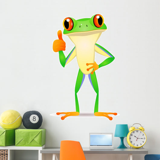Thumbs-Up Tree Frog Cartoon Wall Decal