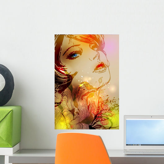 Spring Girl Vector Wall Decal