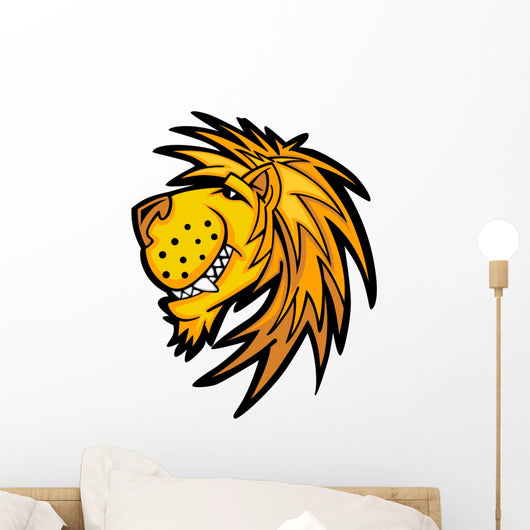 Smiling Cartoon Lion Mascot Wall Decal
