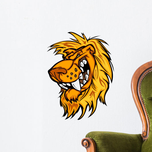 Snarling Cartoon Lion Mascot Wall Decal