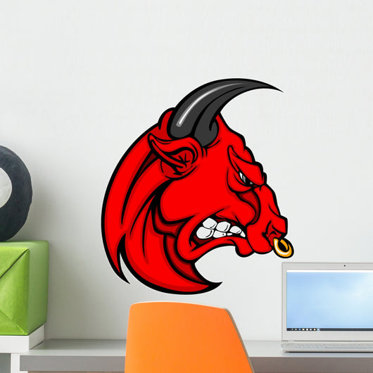 Mascot Bull Vector Cartoon Wall Decal