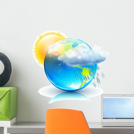 Sun and Rain Weather Icon Wall Decal