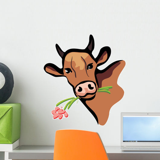 Happy Cow Portrait Multicolored Wall Decal