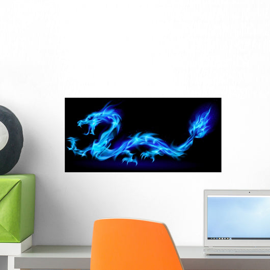 Blue Fire Dragon Wall Decal