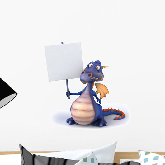 CG Dragon with Blank Sign Wall Decal