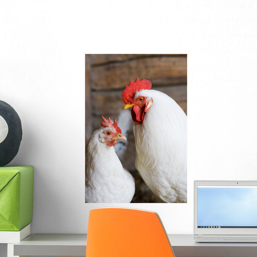 White Rooster And Hen Wall Decal