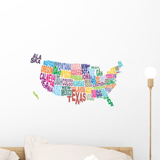 Usa State Map Word Wall Decal