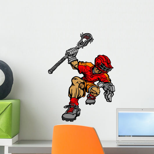 Lacrosse Player Cartoon Vector Wall Decal