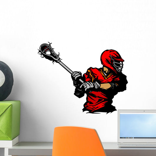 Lacrosse Player Cradling Ball Wall Decal