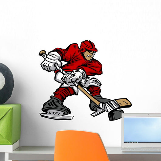 Cartoon Hockey Player Skating Wall Decal