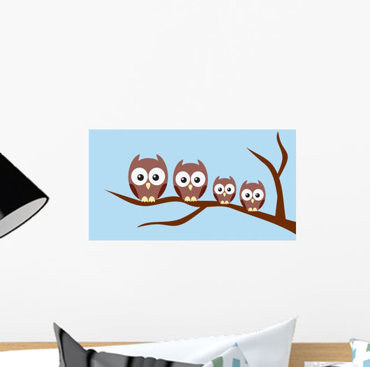 Owl Family Sitting Tree Wall Decal