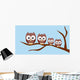 Owl Family Sitting Tree Wall Decal