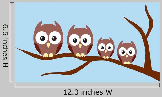 Owl Family Sitting Tree Wall Decal