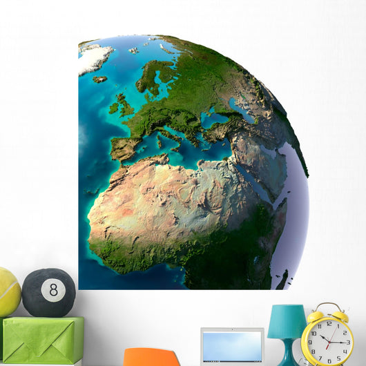 Realistic Planet Earth with natural water Wall Decal